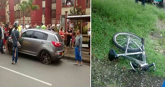 Ciclista muere atropellado por camioneta violando vía al norte de Armenia, (ver impactante video)